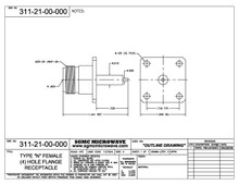 311-21-00-000:  N FEMALE (4) HOLE FLANGE RECEPTACLE (18 GHz)