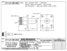 311-21-85-002:  N FEMALE (4) HOLE FLANGE RECEPTACLE, NON-CAPTIVATED (PASSIVATED)