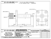 311-51-00-000:  SMA FEMALE (4) HOLE FLANGE RECEPTACLE (26.5 GHz) EPOXY CAPTIVATED