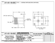 311-61-18-000:  TNC(A) FEMALE (4) HOLE FLANGE RECEPTACLE (ACCEPTS .018" DIA PIN)