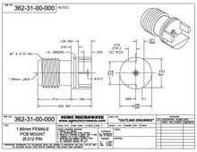362-31-00-000:  1.85mm FEMALE PCB EDGE MOUNT / .012" DIA PIN (.062" BOARD THICKNESS)
