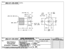 362-51-00-000:  SMA FEMALE, PCB EDGE MOUNT / .012 DIA PIN (.062" BOARD THICKNESS)