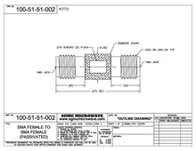 100-51-51-002:  SMA FEMALE TO SMA FEMALE (PASSIVATED) (IN-SERIES ADAPTER) Wrench Flats & Diamond Knurl