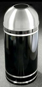 Glaro Monte Carlo T1556  Satin Aluminum Open Dome Top Trash Can, 15 x 36, 16 Gallon - Free Shipping