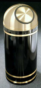 Glaro Monte Carlo S1555 Satin Brass Self-Closing Dome Top Trash Can, 15 x 36, 16 Gallon - Free Shipping