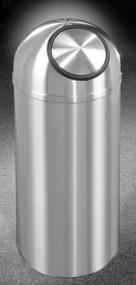 Glaro S1230SA New Yorker Self-Closing Dome Top Trash Can, 12 x 30, 8 Gallon - Satin Aluminum