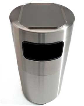 Cleanline 39TT Stainless Steel Tray Top Trash Can - 39 Gallon Capacity