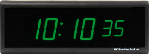 BRG Precision Products DuraTime HP625G high precision plug-in digital wall clock with a 6-digit 2.5-inch high green LED display.