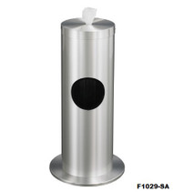 Glaro F1029SA Antibacterial Wipe Dispenser -Combination Floor Standing Unit with Side Opening for Trash - Satin Aluminum  Finish