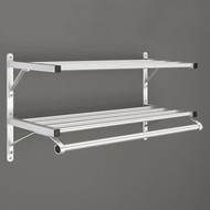 Glaro 502-SA-60 Wall Mounted Modular Aluminum Coat Rack with Double Shelf and Hanger Bar - Satin Aluminum  - 60" Wide