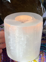 White Selenite candle holder (7352)