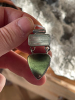 Jade and Aquamarine silver pendant (112323)