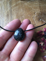 Black tourmaline pendant with cotton chord (114401)