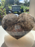 Black Tourmaline in Smokey quartz Heart (117543)