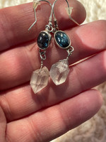 Kyanite & herkimer diamond silver earrings (118716)