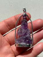 Amethyst Buddha set in silver (119041)