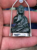Green Adventurine Buddha set in silver (119045)