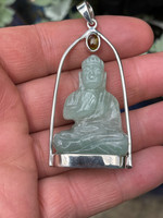 Green Adventurine Buddha set in silver (119064)