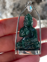 Green Adventurine Buddha set in silver (119440)