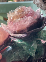 Fluorite double Rose carving (119592)