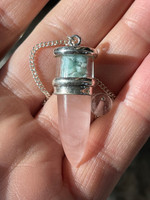 Rose quartz & Larimar pendulum (119666)