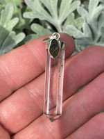 Moldavite with Quartz pendant (119894)