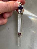 Clear Quartz wand pendant with Amethyst (1112237)