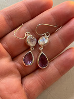 Moonstone & Amethyst silver earings (1113015)