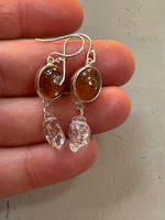 Sunstone & Herkimer diamond silver earings (1113016)