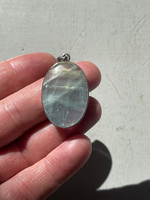 Aquatine Lemurian Calcite set in silver (1114424)