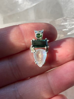 Moonstone, Green Tourmaline & Tsavorite set in silver (1114617)