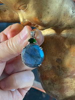 Labradorite & Dioptase set in silver (1114688)