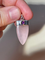 Rose Quartz with Amethyst set in silver (1114734)