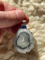 Amethyst Flower with Kyanite set in silver (1114814)