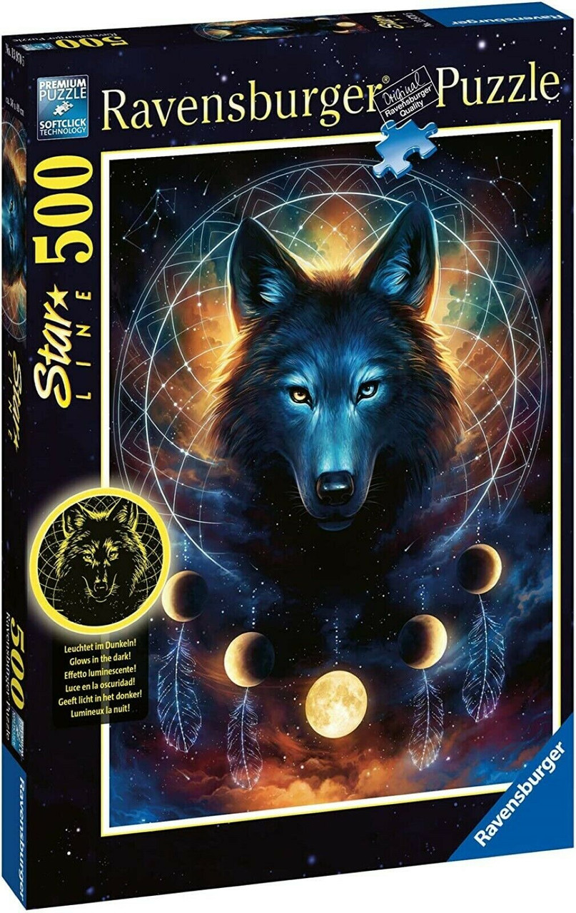 Ravensburger Lunar Wolf - Star Line - Glow in the Dark Jigsaw Puzzle 500pc  - Model Horses