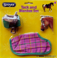 Breyer Horses Classic Western Saddle Tack & Blanket Set, Pink & Green Classic 1:12 Scale 61133