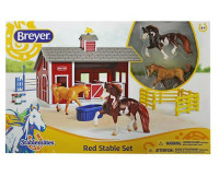 Breyer Horses - Red Stable Set with Two Horses  - Stablemates 1:32 Scale 59197