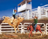 Breyer Horses - CollectiBulls Rodeo Playset with Horse & Bull - Stablemates 1:32 Scale 5359