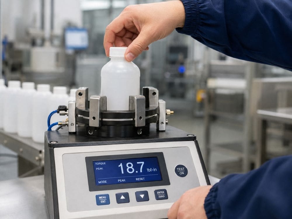 bottle cap removal torque tester inspection