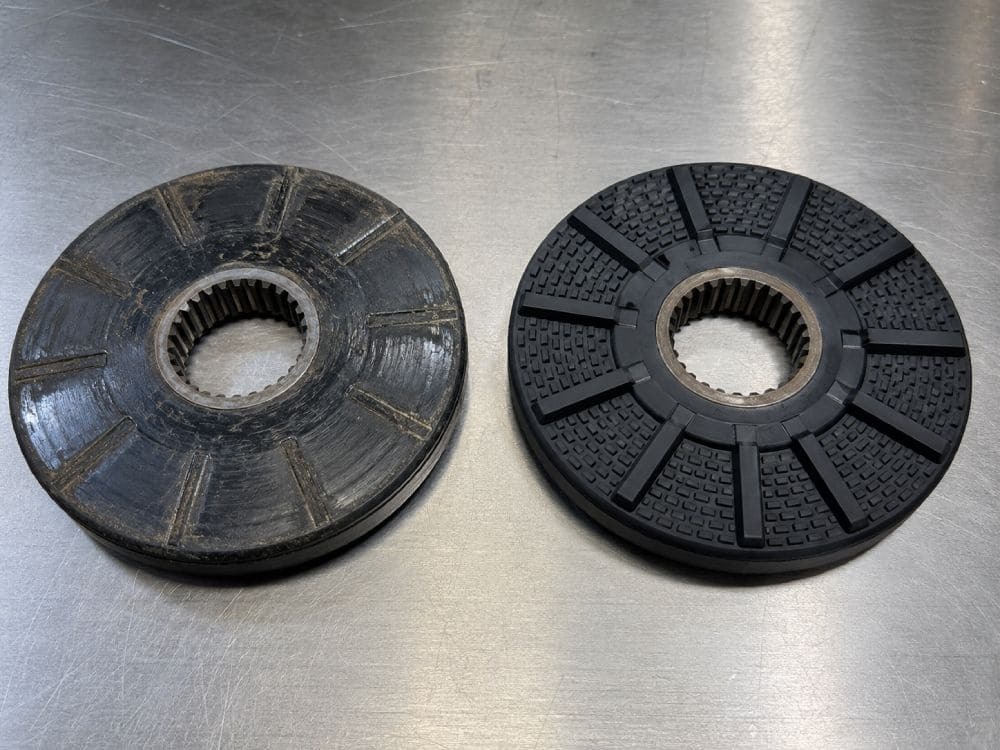 worn vs new capper spindle discs inspection