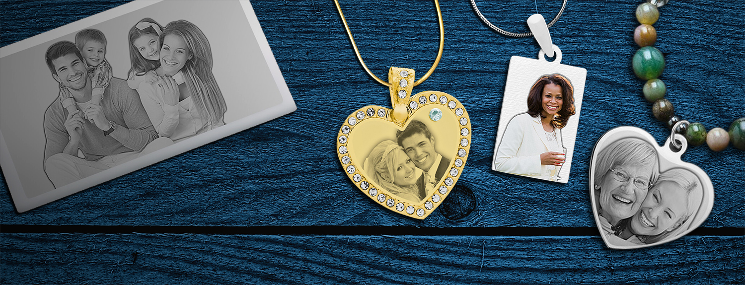 Family Photo Laser Engraved Necklace