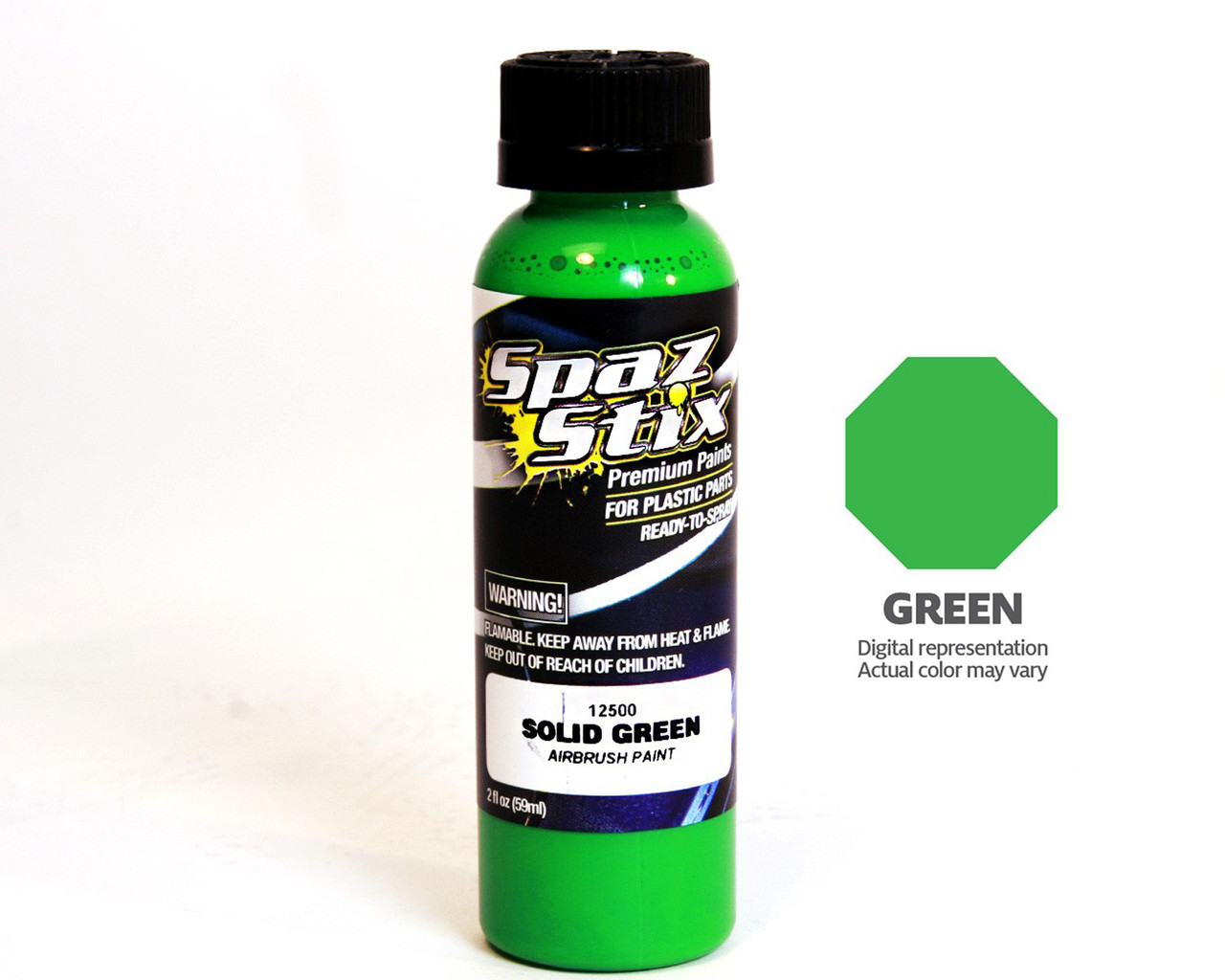 Spaz Stix SZX12500 SOLID GREEN Airbrush Paint R/C Lexan Body 2oz