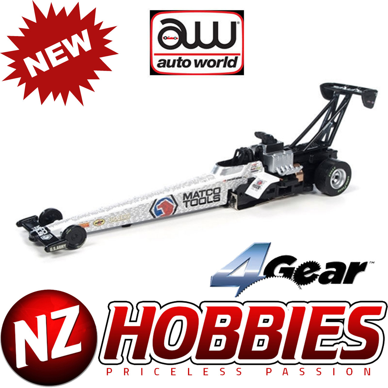 Auto World 4Gear NHRA Matco Tools-Antron Brown TFD R18 HO Scale Slot Car - NZ HOBBIES