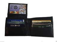 Bifold Black Wallet Men's Slim Purse Genuine Leather Credit/ID Card Holder Gift