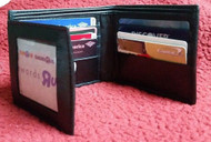 NEW MEN'S LEATHER CREDIT CARD ID WALLET TRIFOLD- BLACK