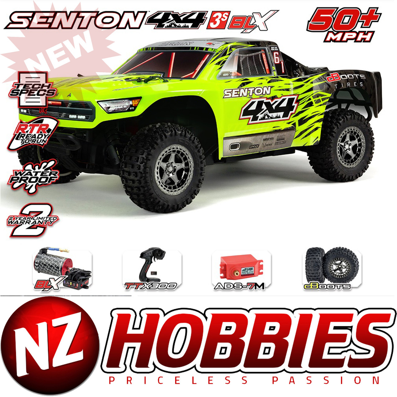 ARRMA 1/10 Senton 4x4 3S BLX SCT RTR Green/Black w/Radio # ARA102668