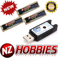 Combo NZ HOBBIES 1S 3.7V 210mAh 25C/50C (3pcs) Lipo Battery w/USB Charger