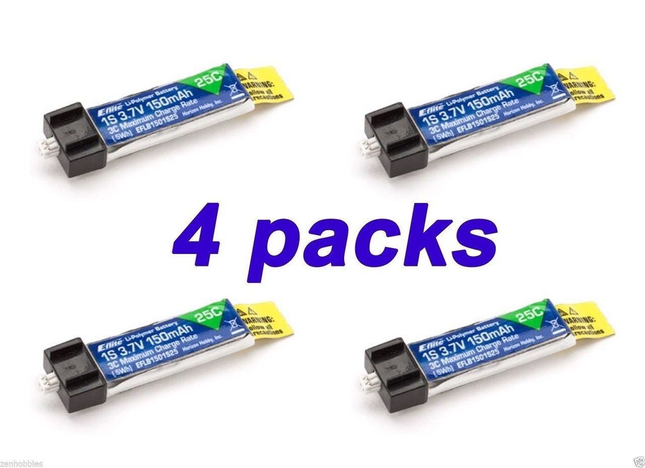 Latest Blade MSR MSRX 4 PACKS 150mAh 1S 3.7V 25C LiPo Battery ...