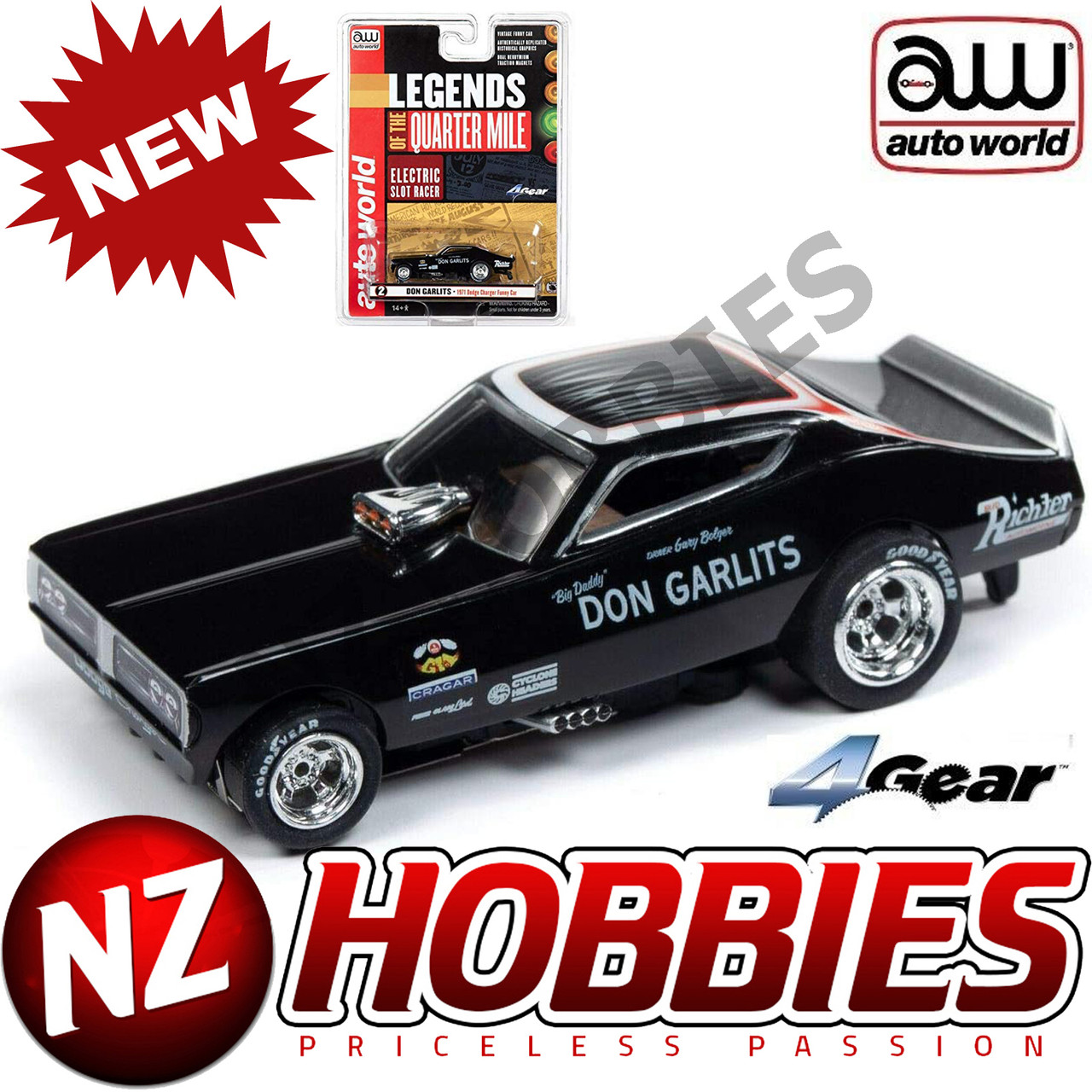 Auto World Legends Army 1973 Cuda Funny Car HO Scale ELECTRIC Slot Racer