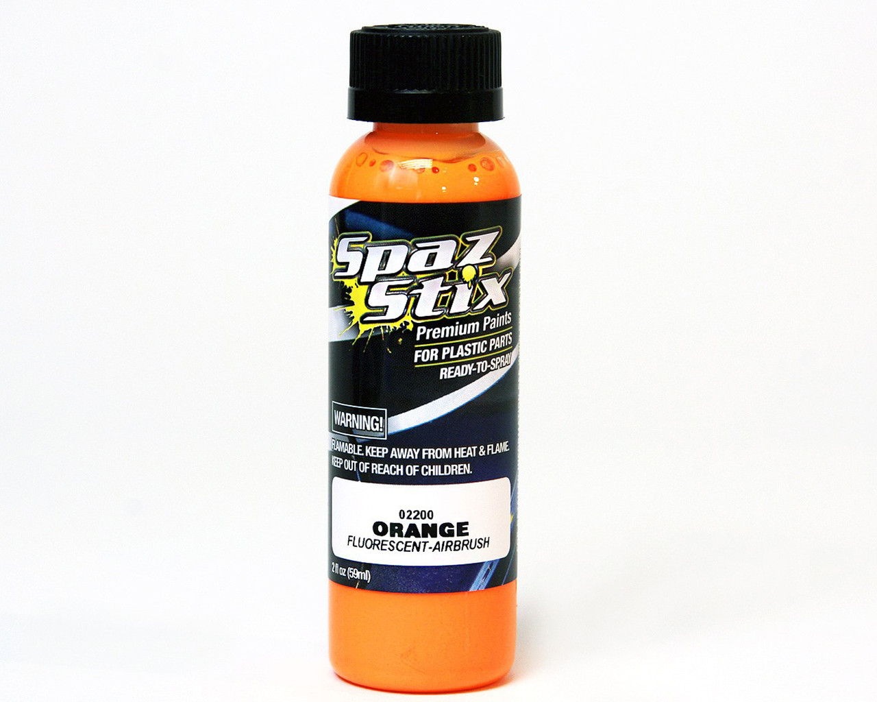 New Spaz Stix SZX02200 Orange Fluorescent Airbrush Paint R/C Lexan